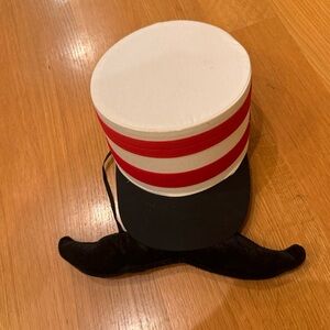 Red and White Striped Hat with Black Brim